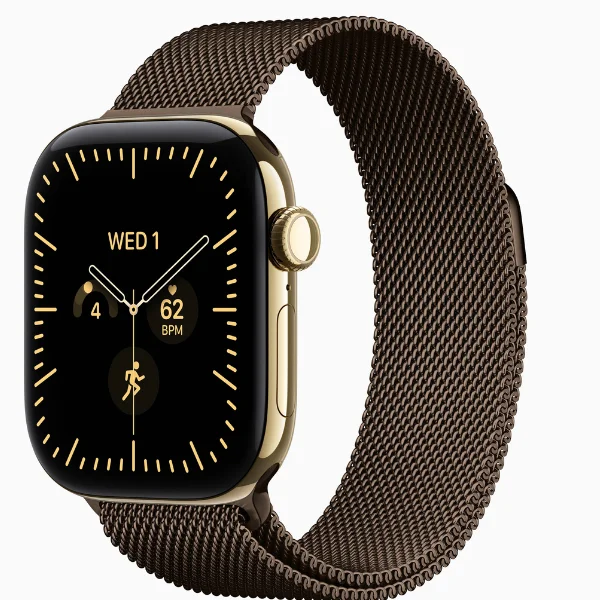 Apple Watch Series 12 GPS Cellular 42mm Radiant Gold Titanium Case with Dark Bronze Milanese Loop 1 Apple Watch Series 12 GPS Cellular 42mm Radiant Gold Titanium Case with Dark Bronze Milanese Loop 1